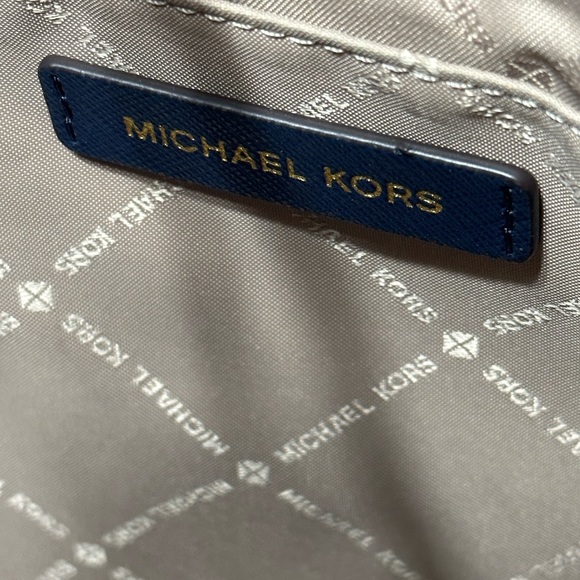 Michael Kors Ciara Navy Blue Saffanio Leather Two Strap Zippered Shoulder Tote - Picture 10 of 12